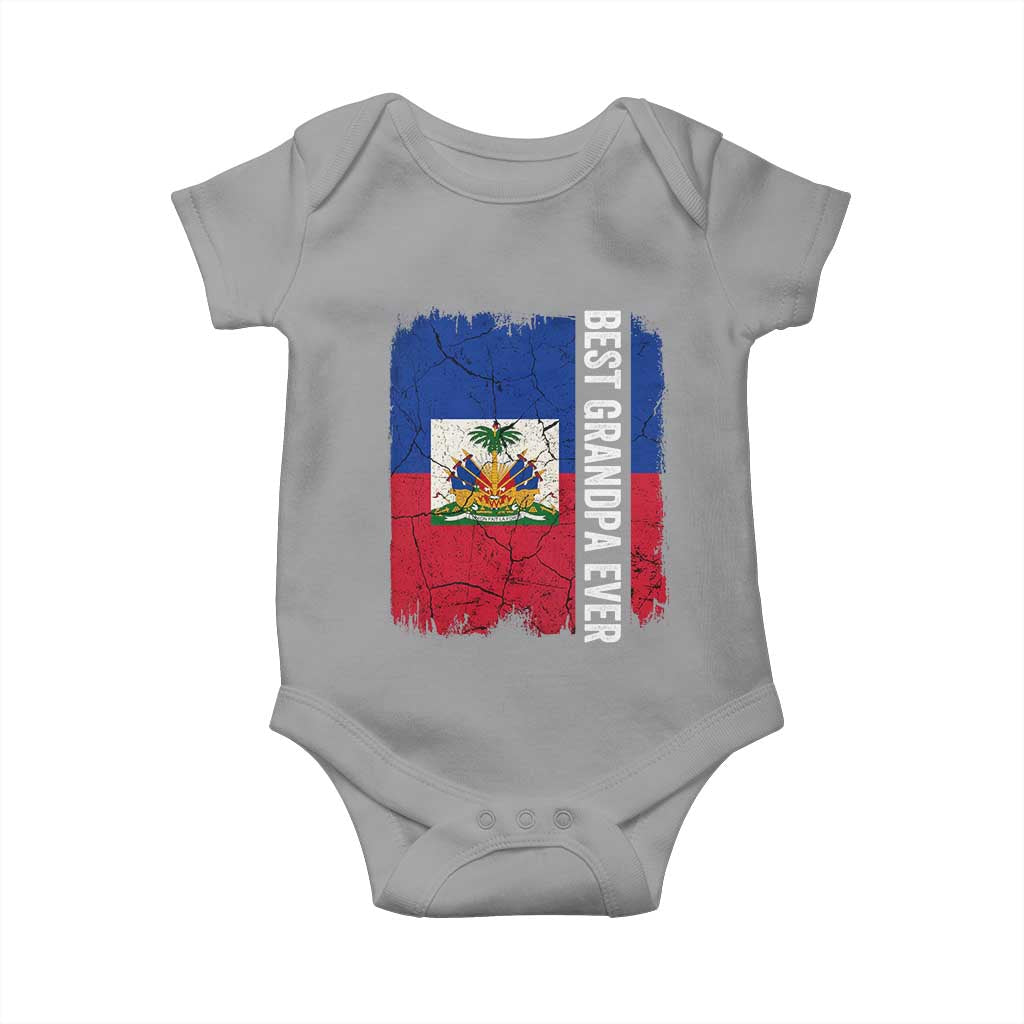 Best Grandpa Ever Haitian Granpapa Baby Onesie Vintage Distressed Haiti Flag Father's Day TS02 Sport Gray Print Your Wear