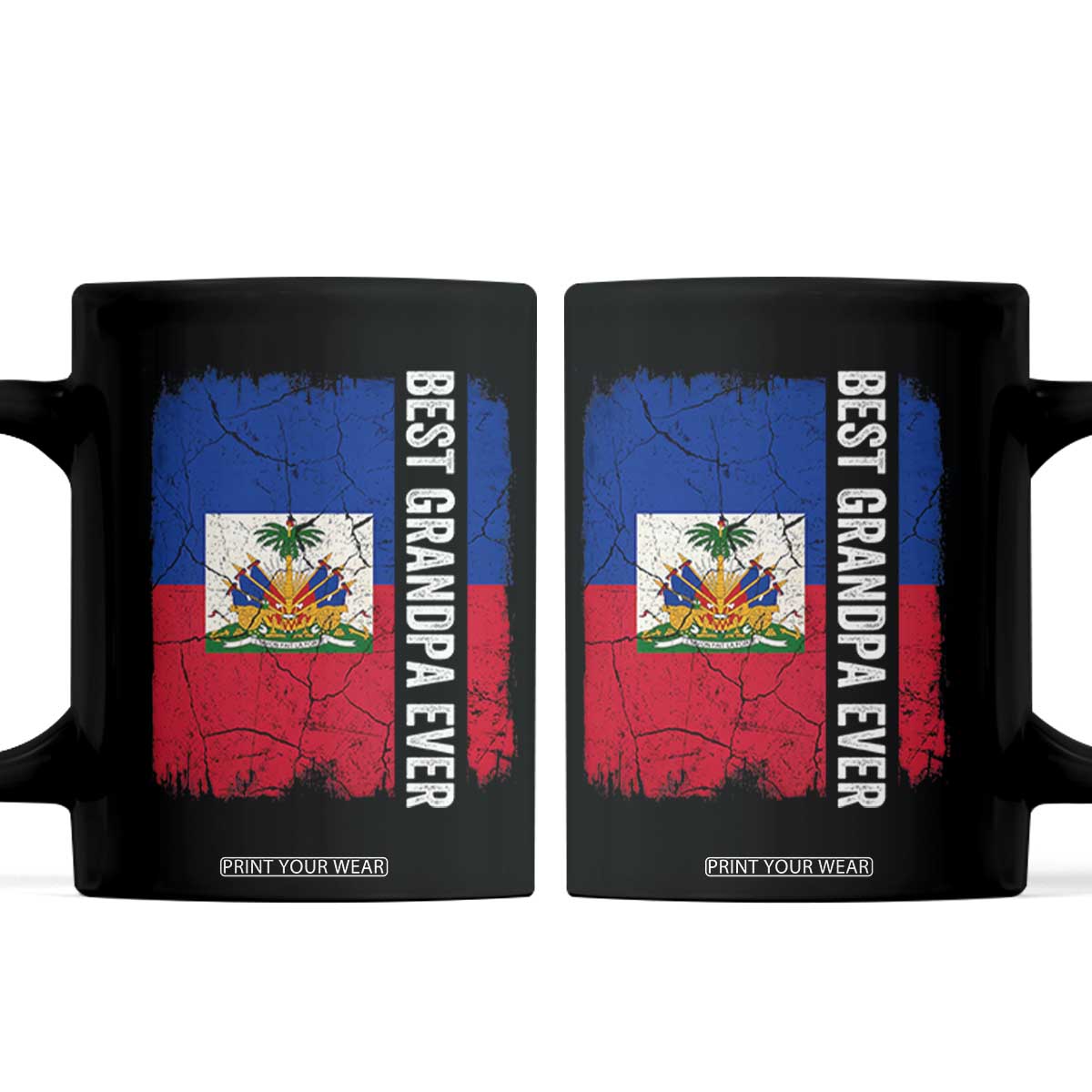 Best Grandpa Ever Haitian Granpapa Coffee Mug Vintage Distressed Haiti Flag Father's Day TS02 Black Print Your Wear