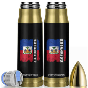 Best Grandpa Ever Haitian Granpapa Bullet Tumbler Vintage Distressed Haiti Flag Father's Day TS02 Black Print Your Wear
