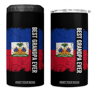 Best Grandpa Ever Haitian Granpapa 4 in 1 Can Cooler Tumbler Vintage Distressed Haiti Flag Father's Day TS02 One Size: 16 oz Black Print Your Wear
