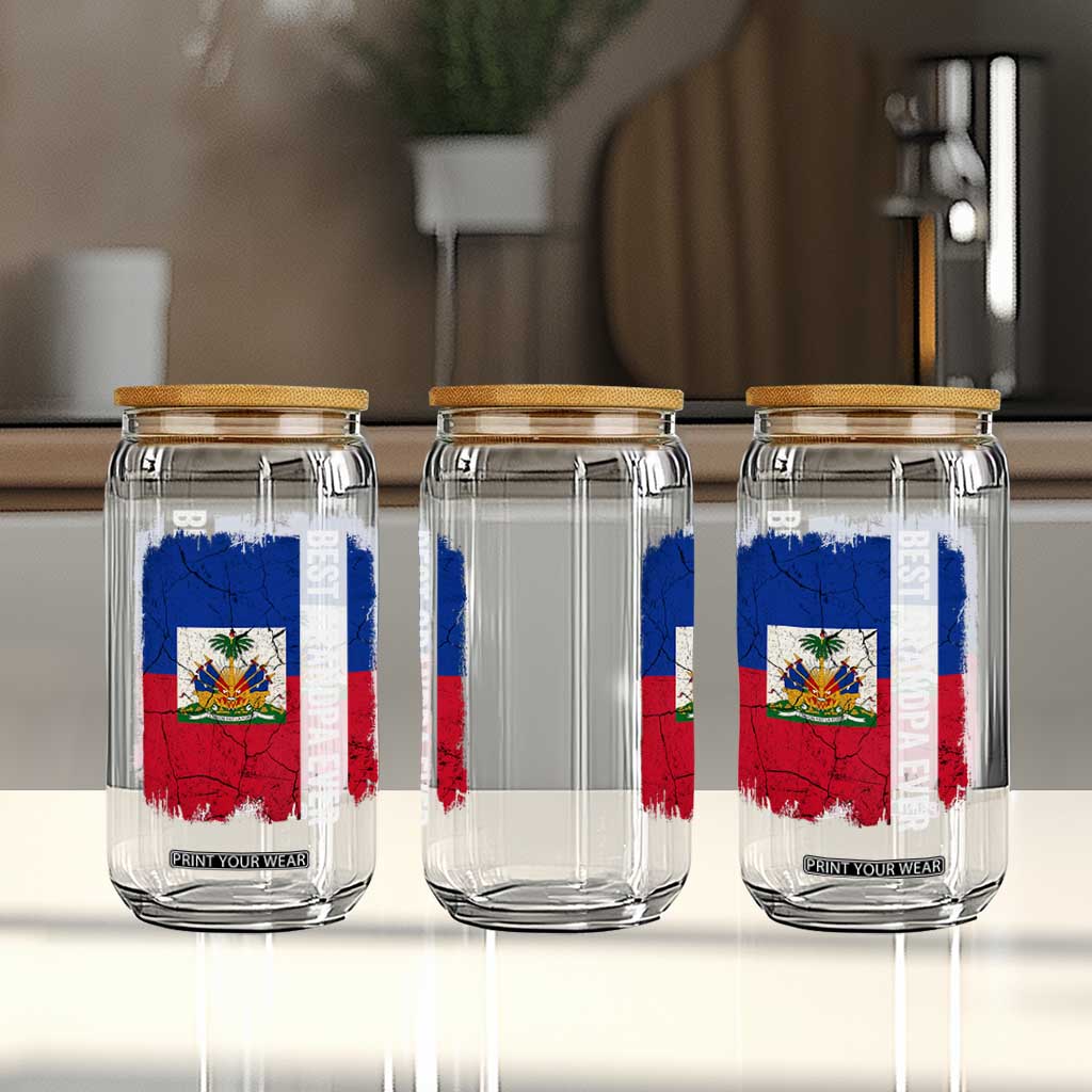 Best Grandpa Ever Haitian Granpapa Glass Can Vintage Distressed Haiti Flag Father's Day TS02 Print Your Wear
