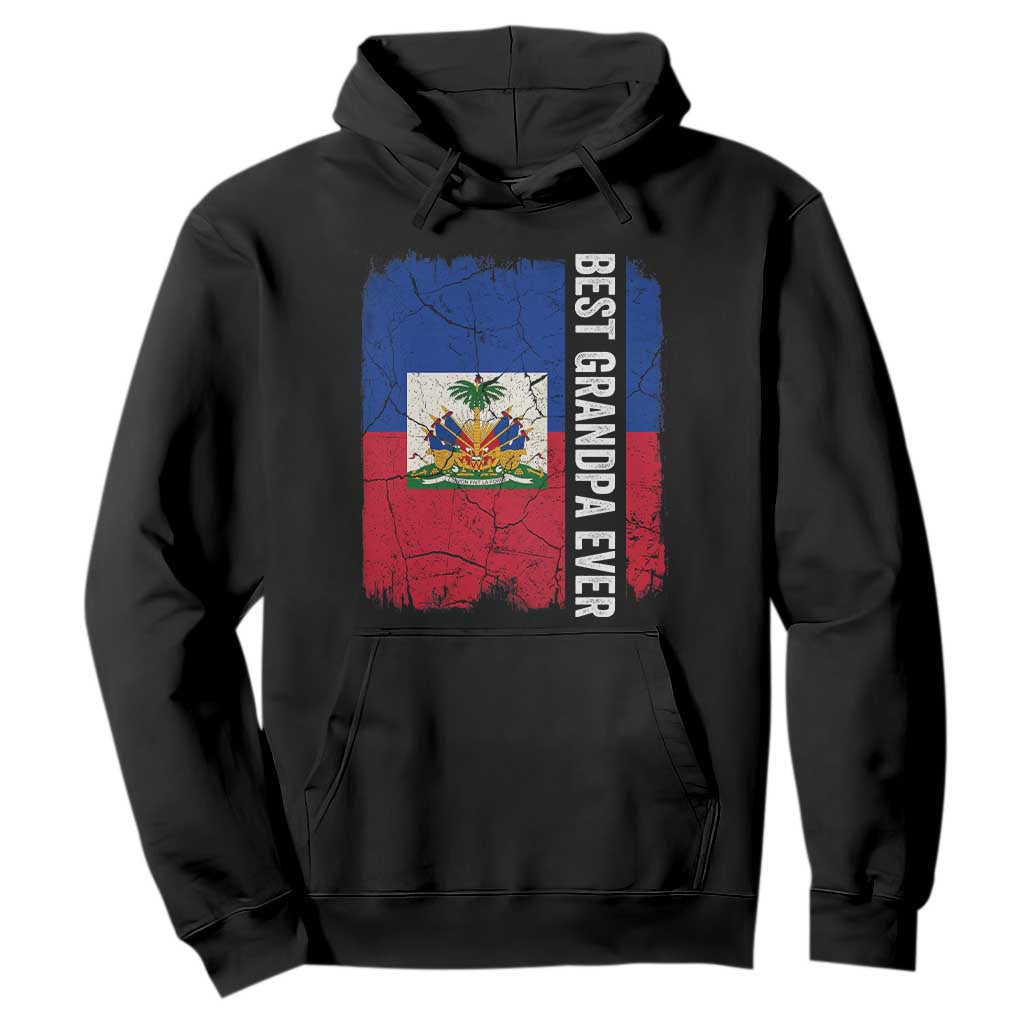 Best Grandpa Ever Haitian Granpapa Hoodie Vintage Distressed Haiti Flag Father's Day TS02 Black Print Your Wear