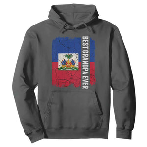Best Grandpa Ever Haitian Granpapa Hoodie Vintage Distressed Haiti Flag Father's Day TS02 Dark Heather Print Your Wear