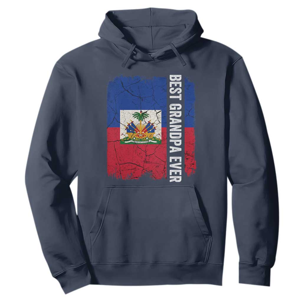 Best Grandpa Ever Haitian Granpapa Hoodie Vintage Distressed Haiti Flag Father's Day TS02 Navy Print Your Wear