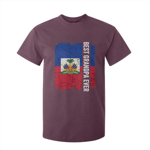 Best Grandpa Ever Haitian Granpapa T Shirt For Kid Vintage Distressed Haiti Flag Father's Day TS02 Maroon Print Your Wear