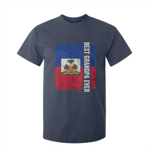 Best Grandpa Ever Haitian Granpapa T Shirt For Kid Vintage Distressed Haiti Flag Father's Day TS02 Navy Print Your Wear