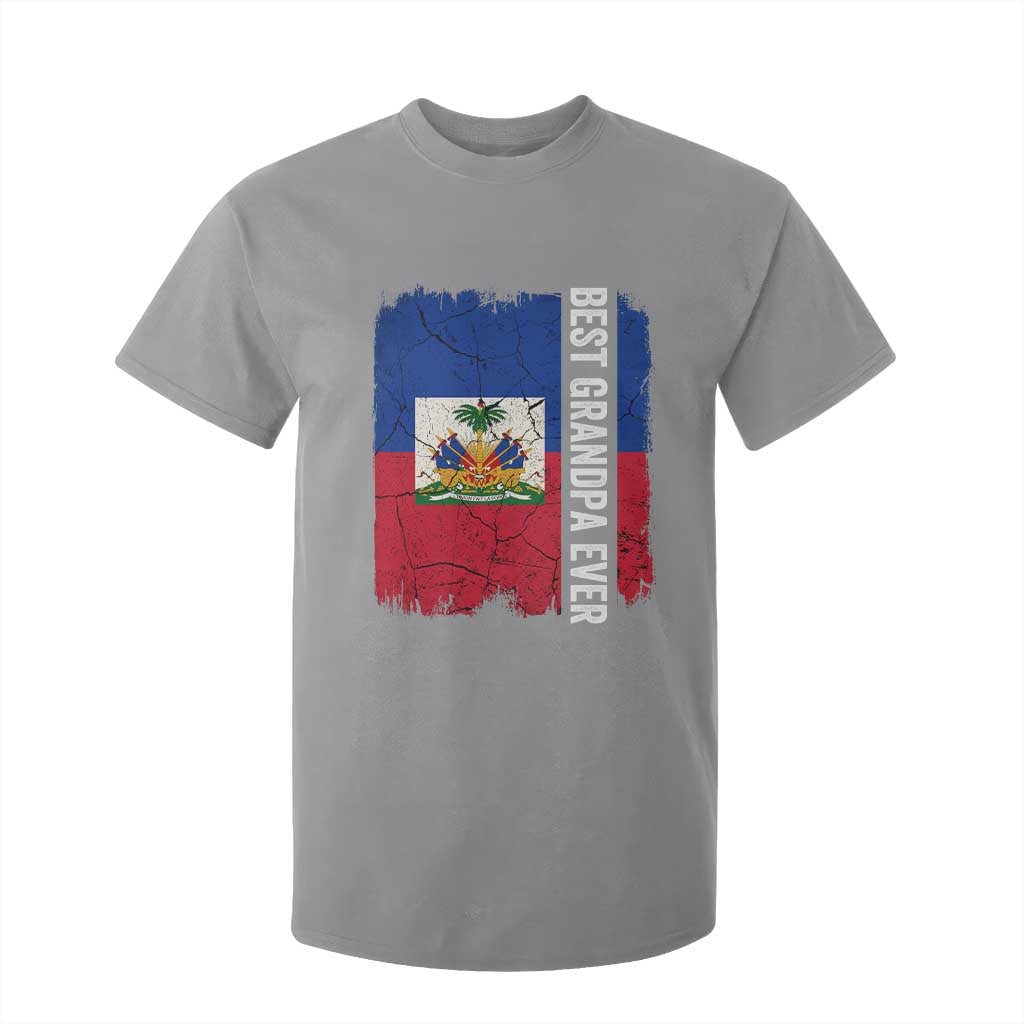 Best Grandpa Ever Haitian Granpapa T Shirt For Kid Vintage Distressed Haiti Flag Father's Day TS02 Sport Gray Print Your Wear