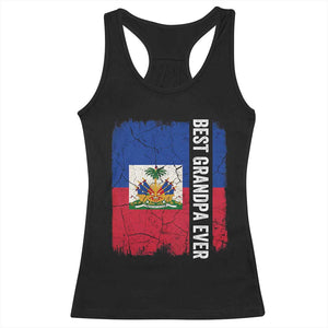Best Grandpa Ever Haitian Granpapa Racerback Tank Top Vintage Distressed Haiti Flag Father's Day TS02 Black Print Your Wear