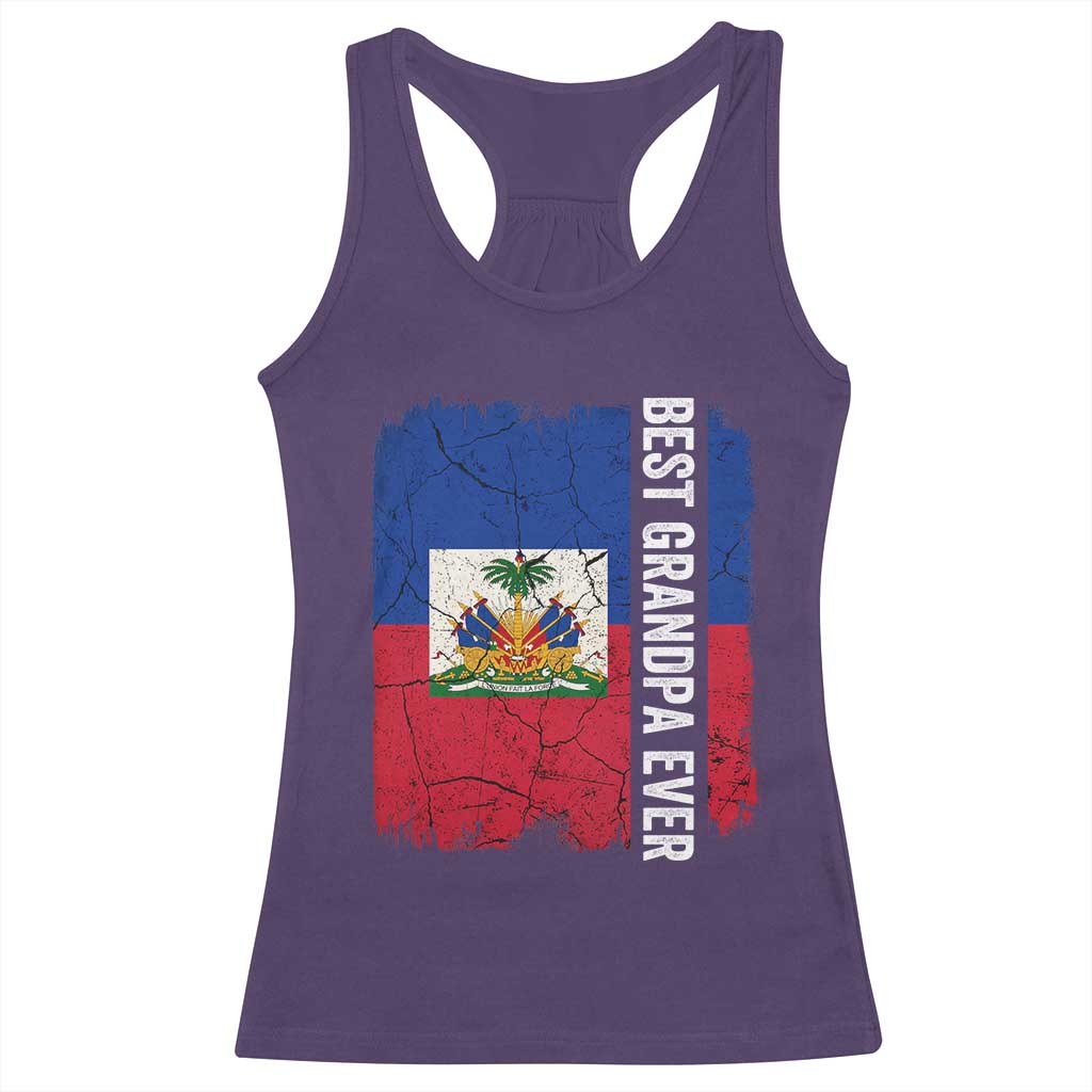 Best Grandpa Ever Haitian Granpapa Racerback Tank Top Vintage Distressed Haiti Flag Father's Day TS02 Purple Print Your Wear