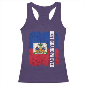 Best Grandpa Ever Haitian Granpapa Racerback Tank Top Vintage Distressed Haiti Flag Father's Day TS02 Purple Print Your Wear