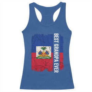 Best Grandpa Ever Haitian Granpapa Racerback Tank Top Vintage Distressed Haiti Flag Father's Day TS02 Royal Blue Print Your Wear