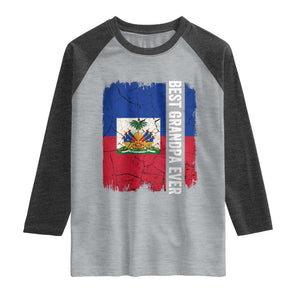 Best Grandpa Ever Haitian Granpapa Raglan Shirt Vintage Distressed Haiti Flag Father's Day TS02 Heather Gray Heather Charcoal Print Your Wear