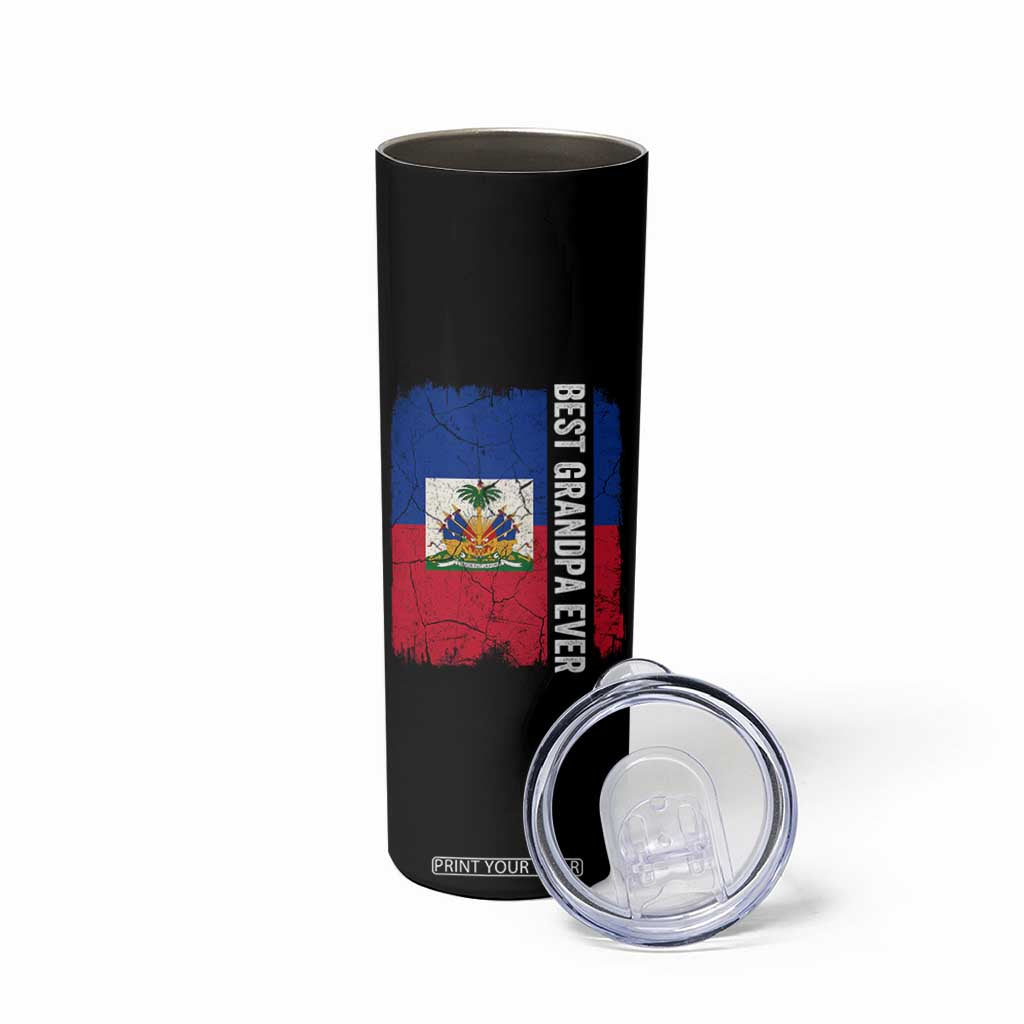 Best Grandpa Ever Haitian Granpapa Skinny Tumbler Vintage Distressed Haiti Flag Father's Day TS02 Print Your Wear