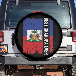 Best Grandpa Ever Haitian Granpapa Spare Tire Cover Vintage Distressed Haiti Flag Father's Day TS02 No hole Black Print Your Wear