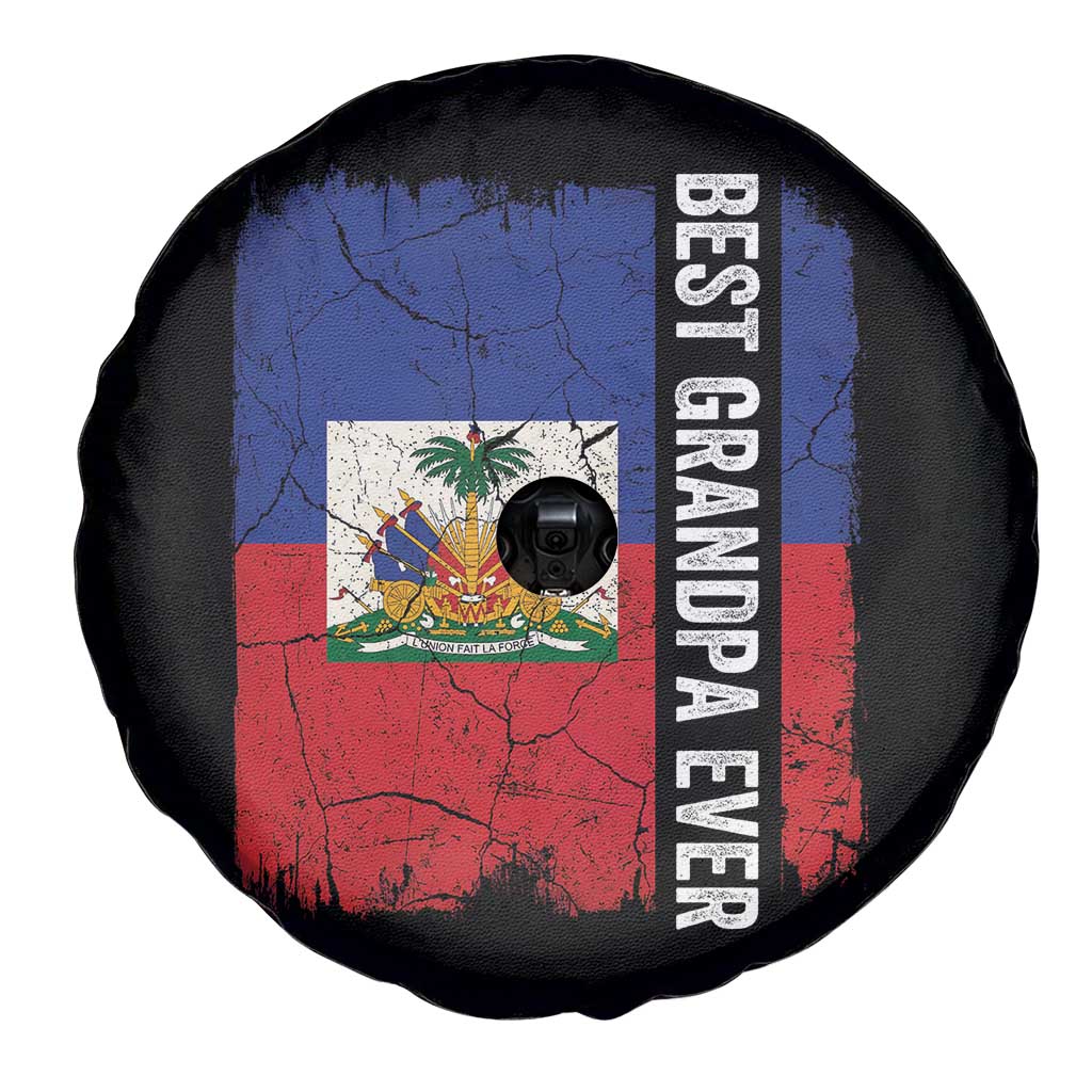 Best Grandpa Ever Haitian Granpapa Spare Tire Cover Vintage Distressed Haiti Flag Father's Day TS02 Print Your Wear