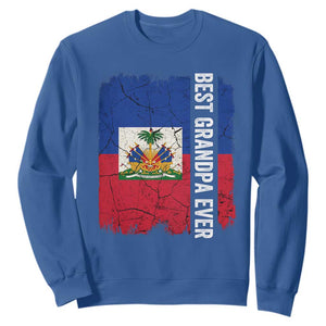 Best Grandpa Ever Haitian Granpapa Sweatshirt Vintage Distressed Haiti Flag Father's Day TS02 Royal Blue Print Your Wear