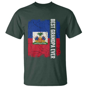 Best Grandpa Ever Haitian Granpapa T Shirt Vintage Distressed Haiti Flag Father's Day TS02 Dark Forest Green Print Your Wear