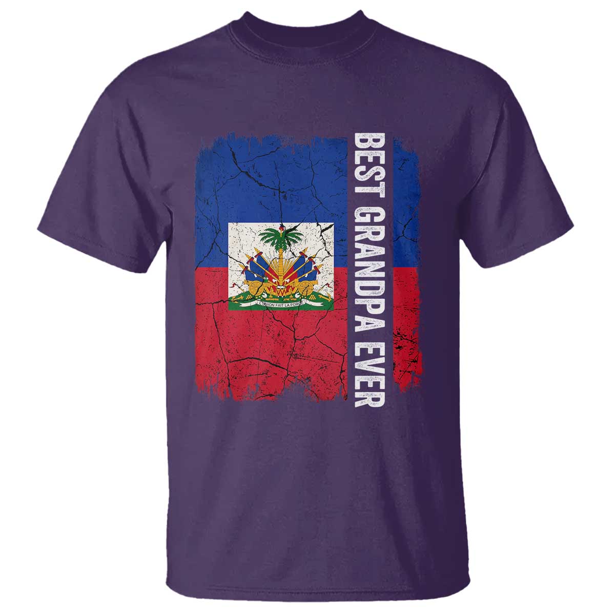 Best Grandpa Ever Haitian Granpapa T Shirt Vintage Distressed Haiti Flag Father's Day TS02 Purple Print Your Wear