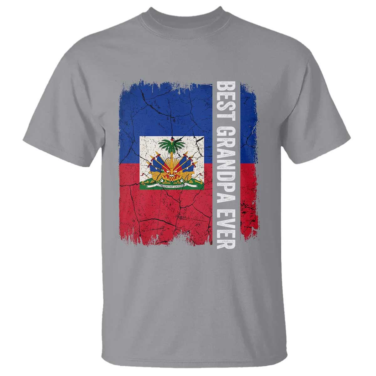 Best Grandpa Ever Haitian Granpapa T Shirt Vintage Distressed Haiti Flag Father's Day TS02 Sport Gray Print Your Wear