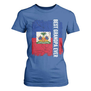Best Grandpa Ever Haitian Granpapa T Shirt For Women Vintage Distressed Haiti Flag Father's Day TS02 Royal Blue Print Your Wear