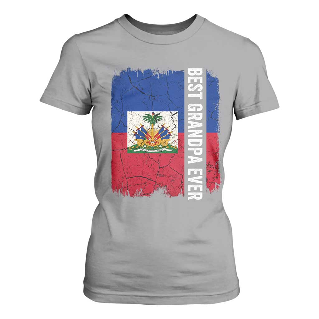 Best Grandpa Ever Haitian Granpapa T Shirt For Women Vintage Distressed Haiti Flag Father's Day TS02 Sport Gray Print Your Wear
