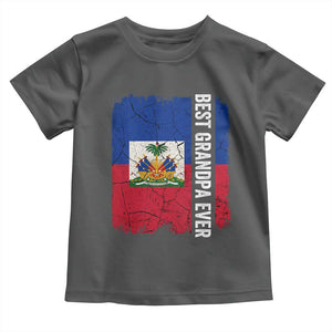 Best Grandpa Ever Haitian Granpapa Toddler T Shirt Vintage Distressed Haiti Flag Father's Day TS02 Dark Heather Print Your Wear