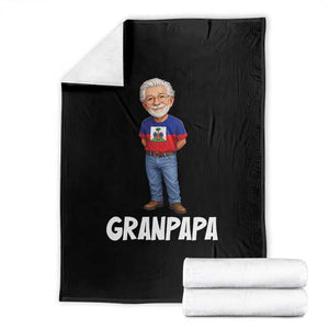 Granpapa Haitian Creole Grandpa Pride Throw Blanket Grandfather Hispanic Haiti Heritage Father's Day TS02 Black Print Your Wear