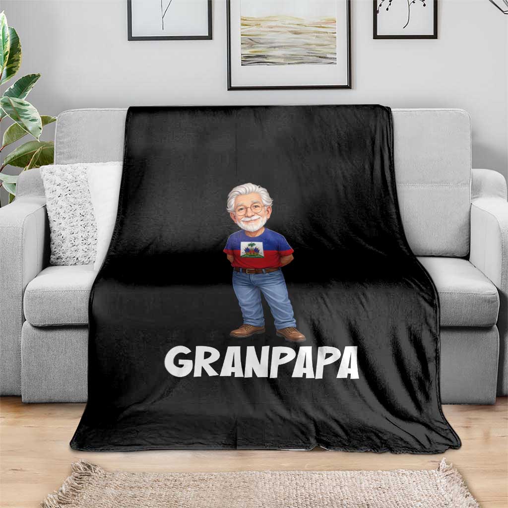 Granpapa Haitian Creole Grandpa Pride Throw Blanket Grandfather Hispanic Haiti Heritage Father's Day TS02 Print Your Wear