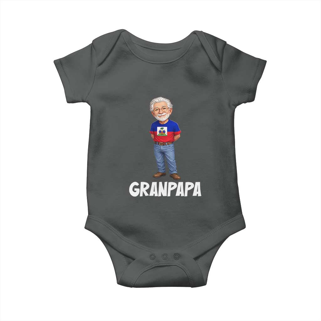 Granpapa Haitian Creole Grandpa Pride Baby Onesie Grandfather Hispanic Haiti Heritage Father's Day TS02 Dark Heather Print Your Wear