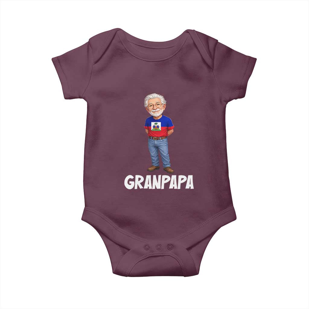 Granpapa Haitian Creole Grandpa Pride Baby Onesie Grandfather Hispanic Haiti Heritage Father's Day TS02 Maroon Print Your Wear