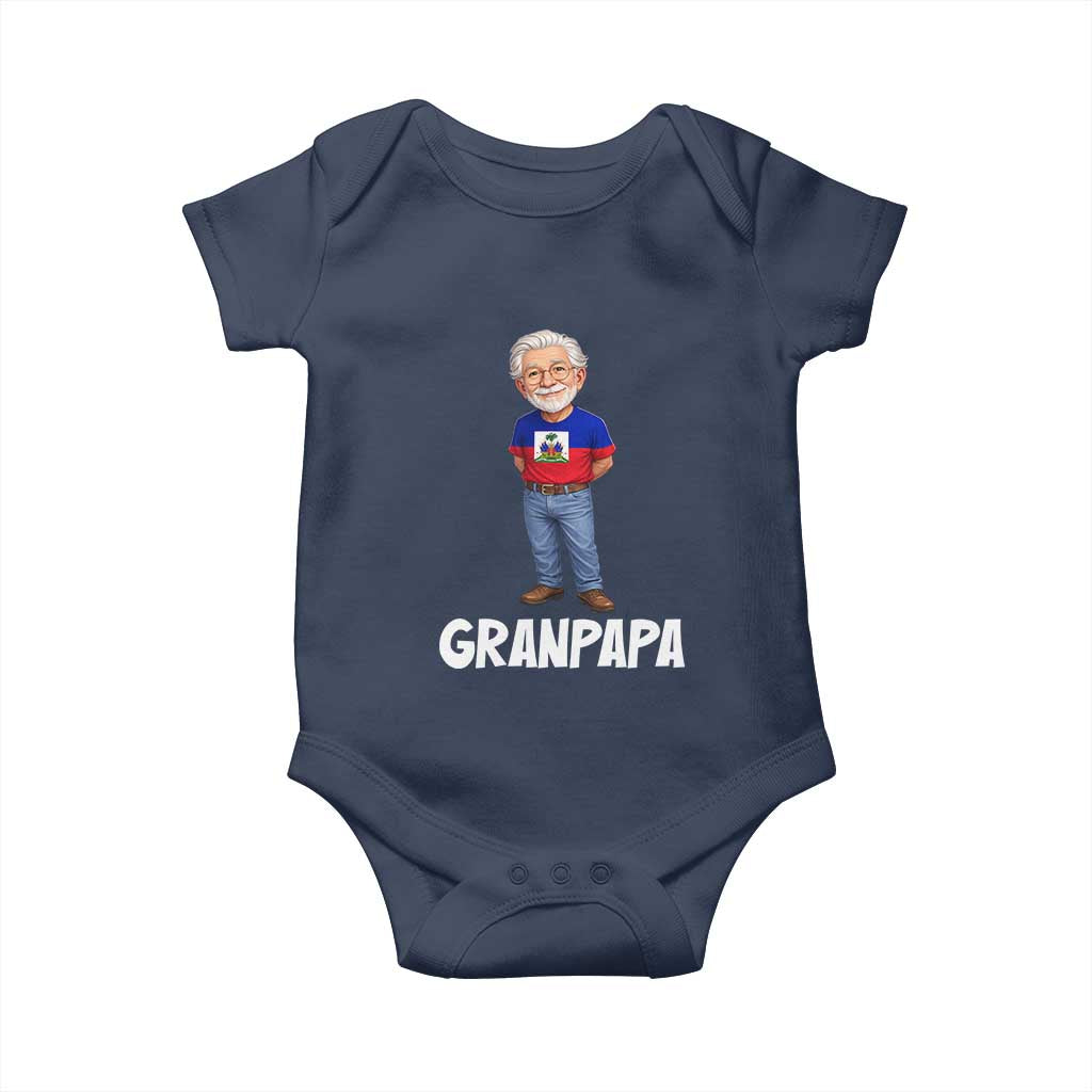 Granpapa Haitian Creole Grandpa Pride Baby Onesie Grandfather Hispanic Haiti Heritage Father's Day TS02 Navy Print Your Wear