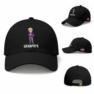 Granpapa Haitian Creole Grandpa Pride Baseball Cap Grandfather Hispanic Haiti Heritage Father's Day TS02 Baseball Cap Universal Fit Black Print Your Wear