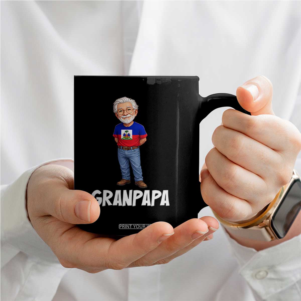 Granpapa Haitian Creole Grandpa Pride Coffee Mug Grandfather Hispanic Haiti Heritage Father's Day TS02 Print Your Wear