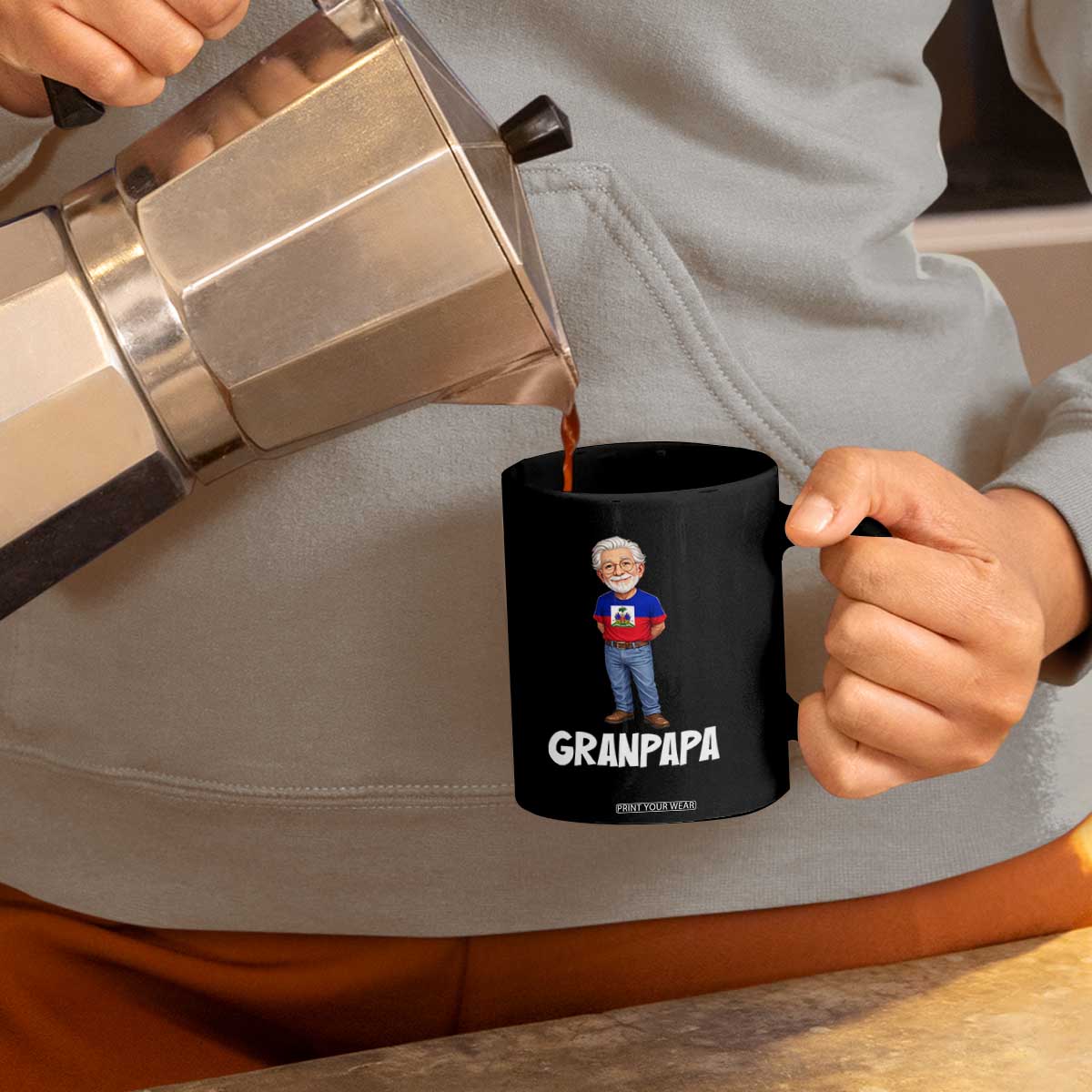 Granpapa Haitian Creole Grandpa Pride Coffee Mug Grandfather Hispanic Haiti Heritage Father's Day TS02 Print Your Wear