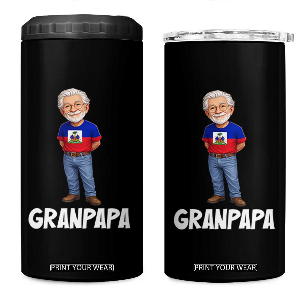 Granpapa Haitian Creole Grandpa Pride 4 in 1 Can Cooler Tumbler Grandfather Hispanic Haiti Heritage Father's Day TS02 One Size: 16 oz Black Print Your Wear