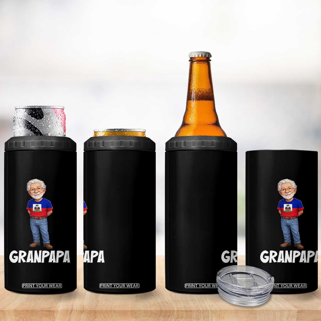 Granpapa Haitian Creole Grandpa Pride 4 in 1 Can Cooler Tumbler Grandfather Hispanic Haiti Heritage Father's Day TS02 Print Your Wear
