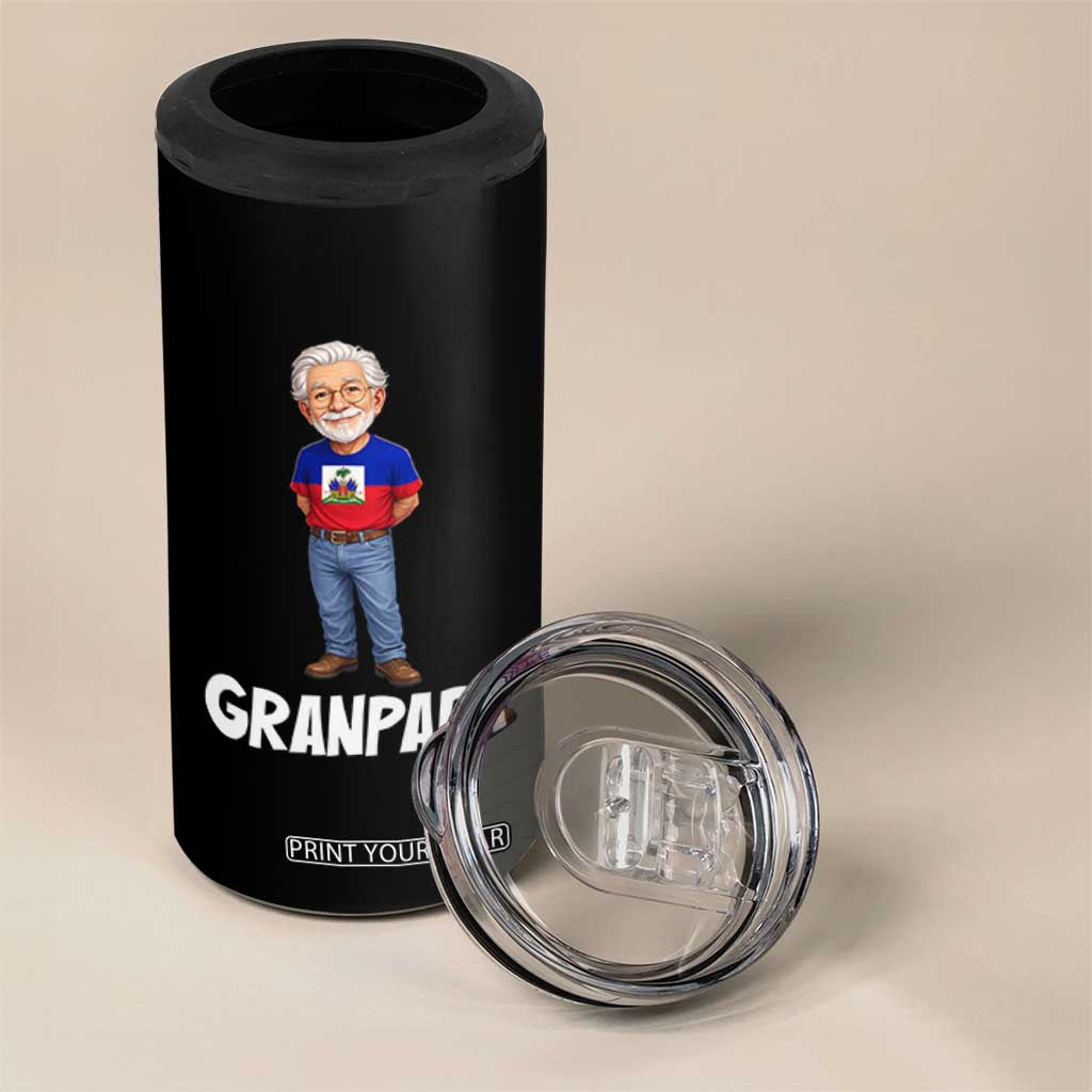 Granpapa Haitian Creole Grandpa Pride 4 in 1 Can Cooler Tumbler Grandfather Hispanic Haiti Heritage Father's Day TS02 Print Your Wear