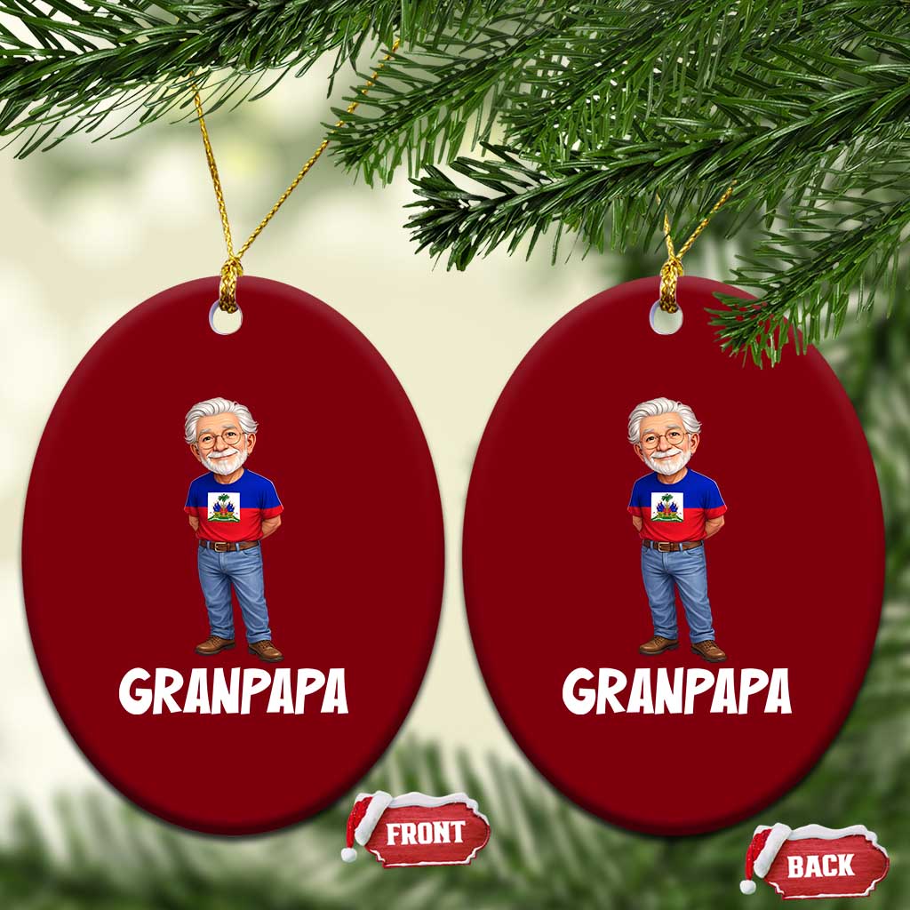 Granpapa Haitian Creole Grandpa Pride Ceramic Ornament Grandfather Hispanic Haiti Heritage Father's Day TS02 Print Your Wear