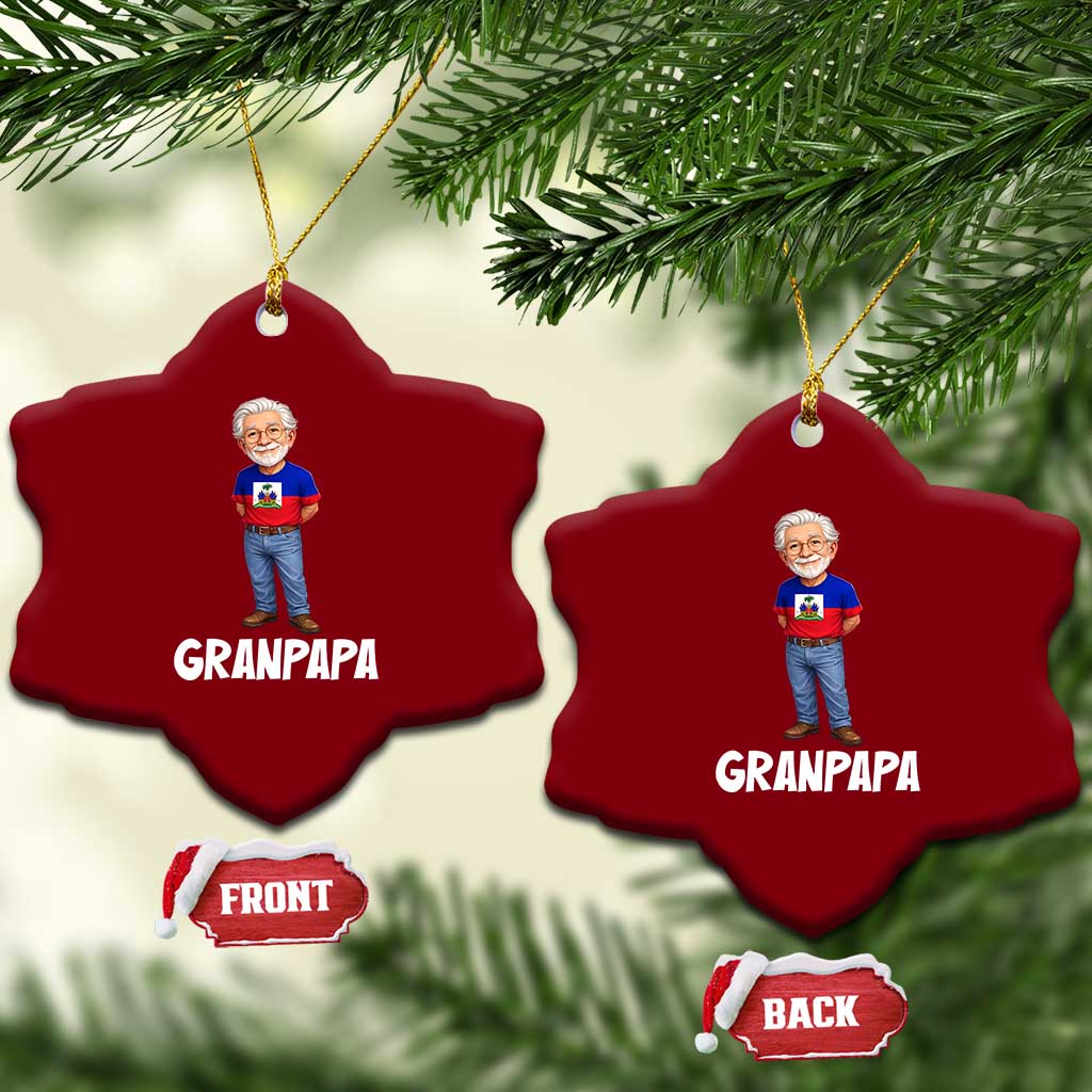 Granpapa Haitian Creole Grandpa Pride Ceramic Ornament Grandfather Hispanic Haiti Heritage Father's Day TS02 Print Your Wear