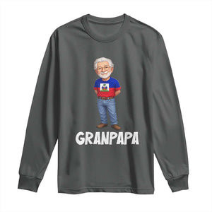 Granpapa Haitian Creole Grandpa Pride Long Sleeve Shirt Grandfather Hispanic Haiti Heritage Father's Day TS02 Dark Heather Print Your Wear