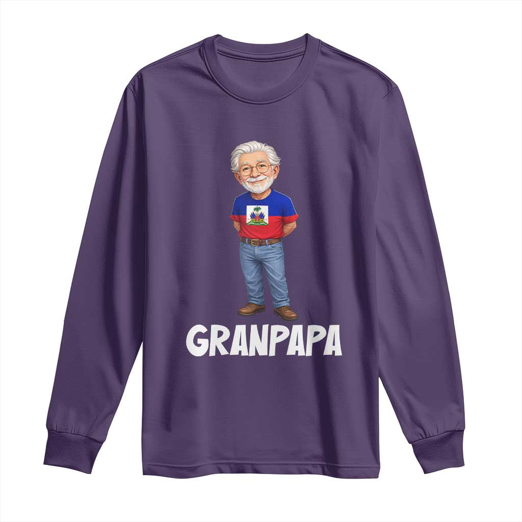 Granpapa Haitian Creole Grandpa Pride Long Sleeve Shirt Grandfather Hispanic Haiti Heritage Father's Day TS02 Purple Print Your Wear