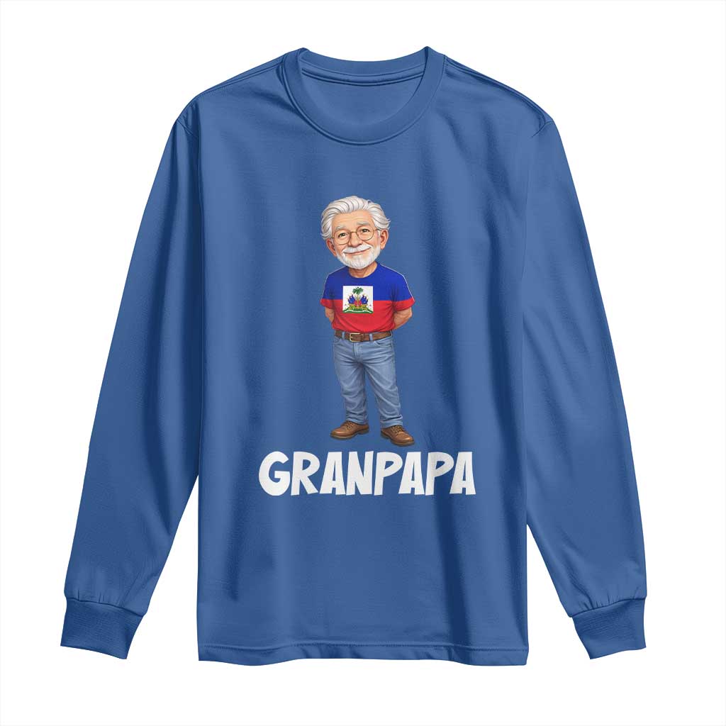Granpapa Haitian Creole Grandpa Pride Long Sleeve Shirt Grandfather Hispanic Haiti Heritage Father's Day TS02 Royal Blue Print Your Wear