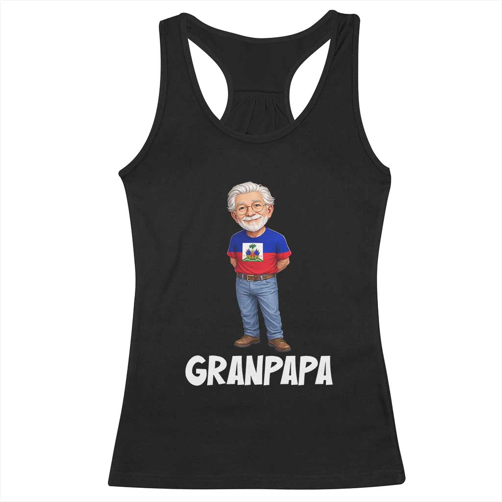 Granpapa Haitian Creole Grandpa Pride Racerback Tank Top Grandfather Hispanic Haiti Heritage Father's Day TS02 Black Print Your Wear