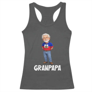 Granpapa Haitian Creole Grandpa Pride Racerback Tank Top Grandfather Hispanic Haiti Heritage Father's Day TS02 Dark Heather Print Your Wear