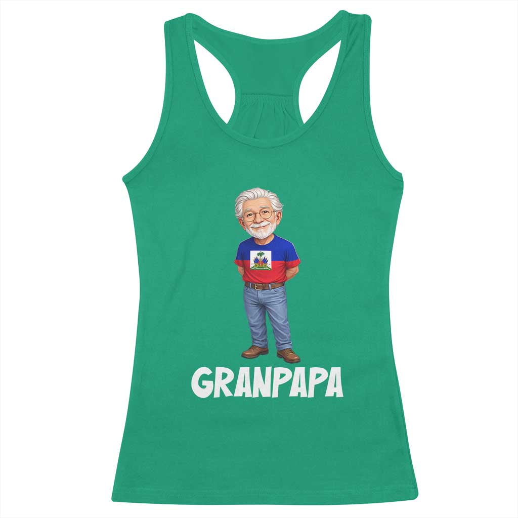 Granpapa Haitian Creole Grandpa Pride Racerback Tank Top Grandfather Hispanic Haiti Heritage Father's Day TS02 Irish Green Print Your Wear
