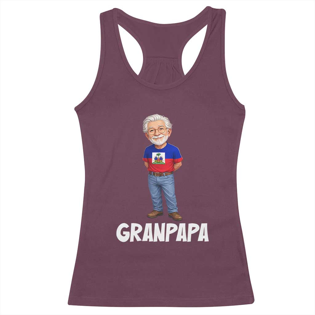 Granpapa Haitian Creole Grandpa Pride Racerback Tank Top Grandfather Hispanic Haiti Heritage Father's Day TS02 Maroon Print Your Wear