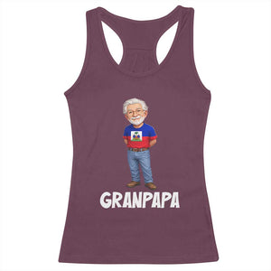 Granpapa Haitian Creole Grandpa Pride Racerback Tank Top Grandfather Hispanic Haiti Heritage Father's Day TS02 Maroon Print Your Wear