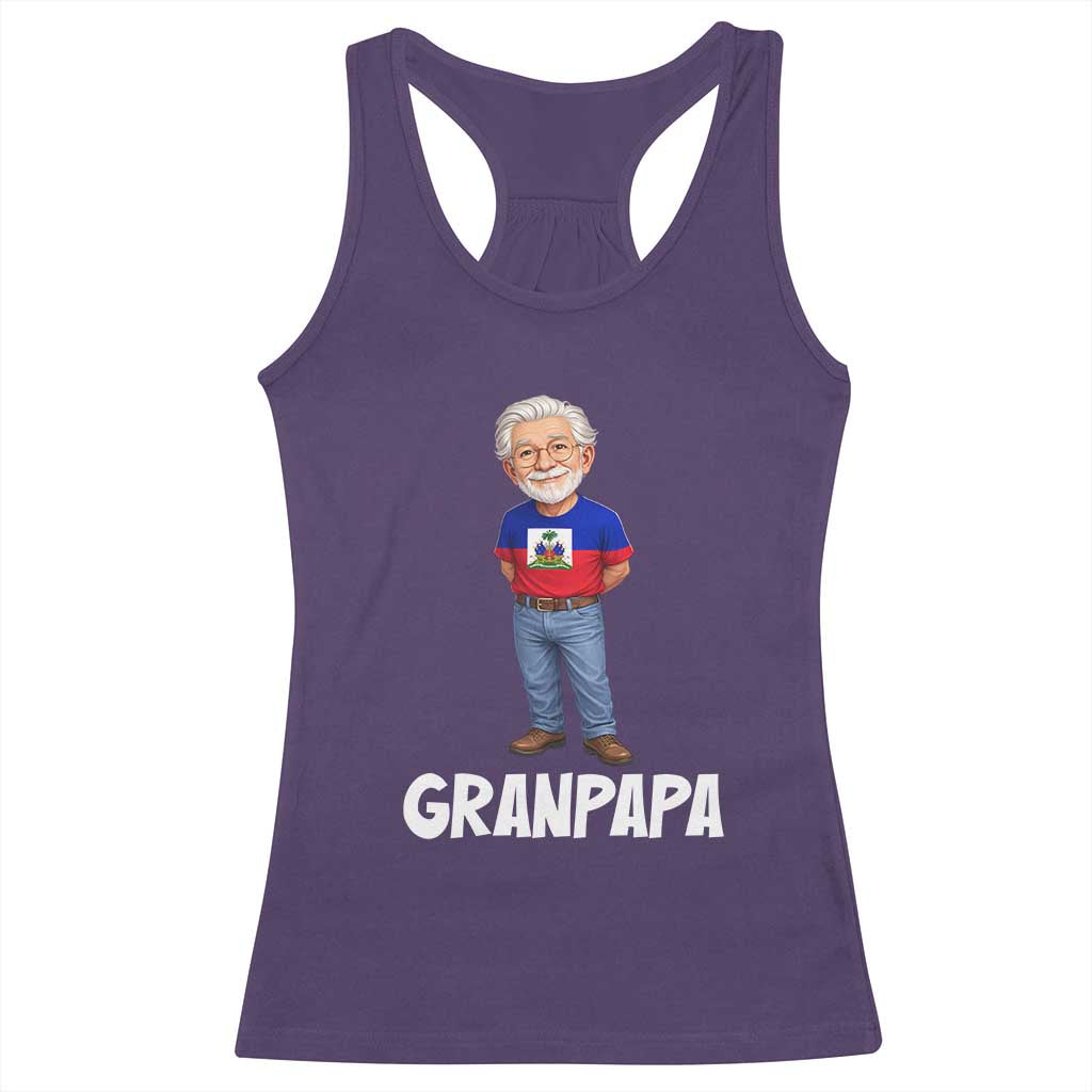 Granpapa Haitian Creole Grandpa Pride Racerback Tank Top Grandfather Hispanic Haiti Heritage Father's Day TS02 Purple Print Your Wear