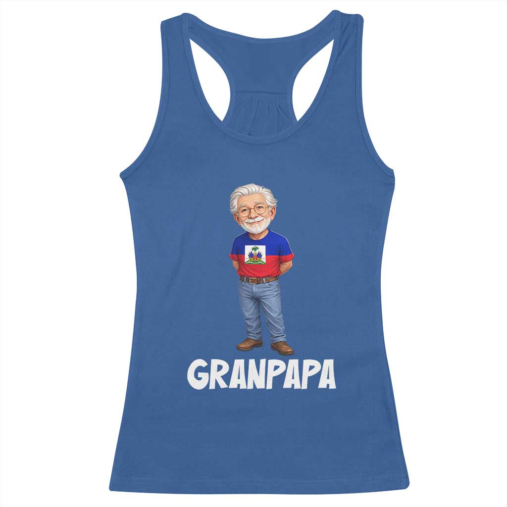 Granpapa Haitian Creole Grandpa Pride Racerback Tank Top Grandfather Hispanic Haiti Heritage Father's Day TS02 Royal Blue Print Your Wear