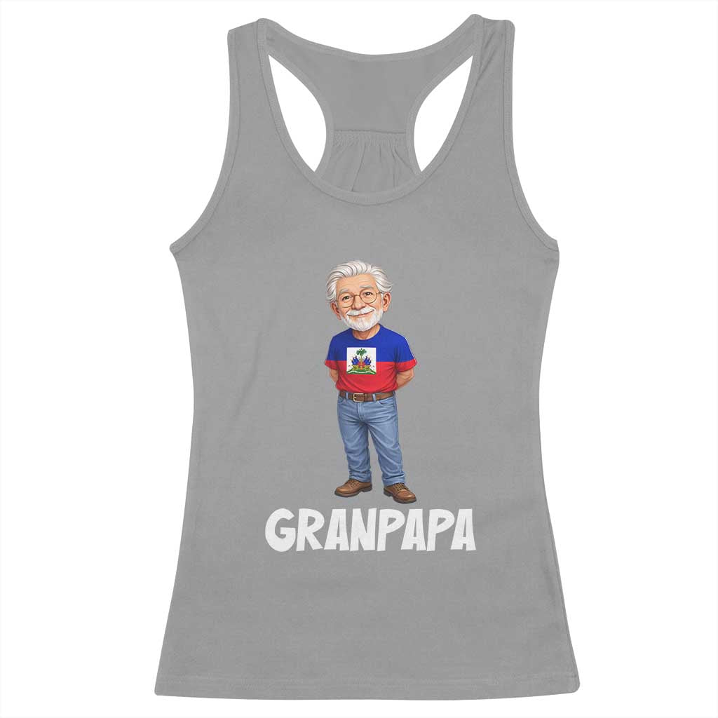 Granpapa Haitian Creole Grandpa Pride Racerback Tank Top Grandfather Hispanic Haiti Heritage Father's Day TS02 Sport Gray Print Your Wear